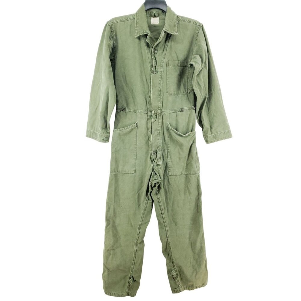 Men's Olive Green Workwear Coverall Jumpsuit Vintage Army